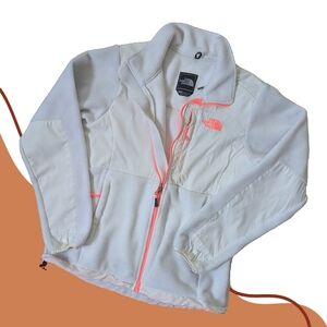 North Face White + Neon Denali Fleece